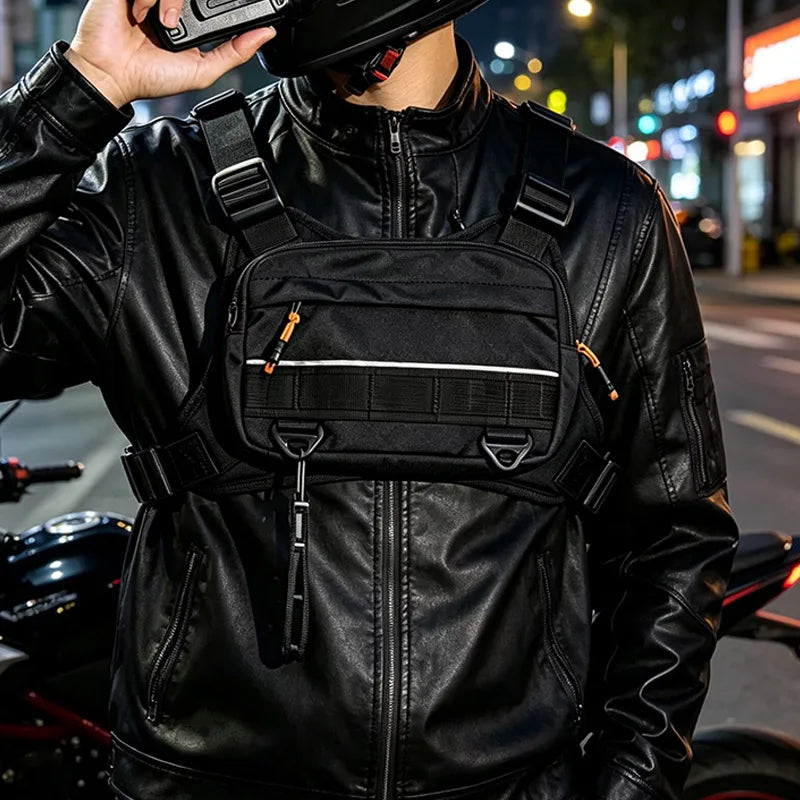 OutdoorStreetwear Men Chest Bag Trend Unisex Tactical Vest Backpack Multi-function Vest Pocket Sport Running Travel Chest Pack
