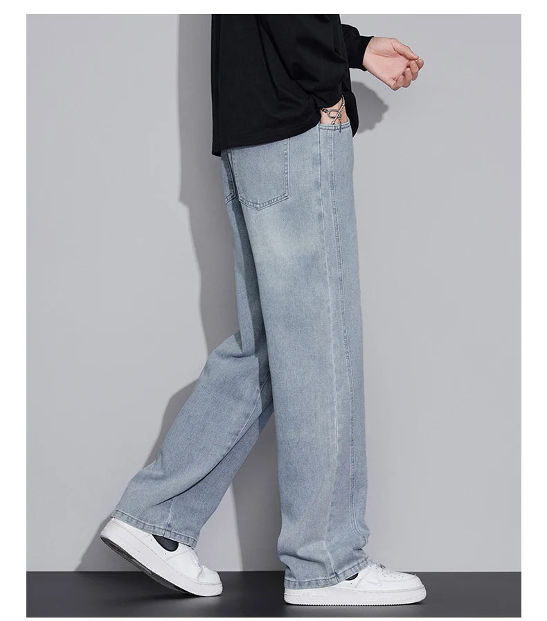 Men's Distressed Wide Leg Jeans | Casual Autumn Winter Style