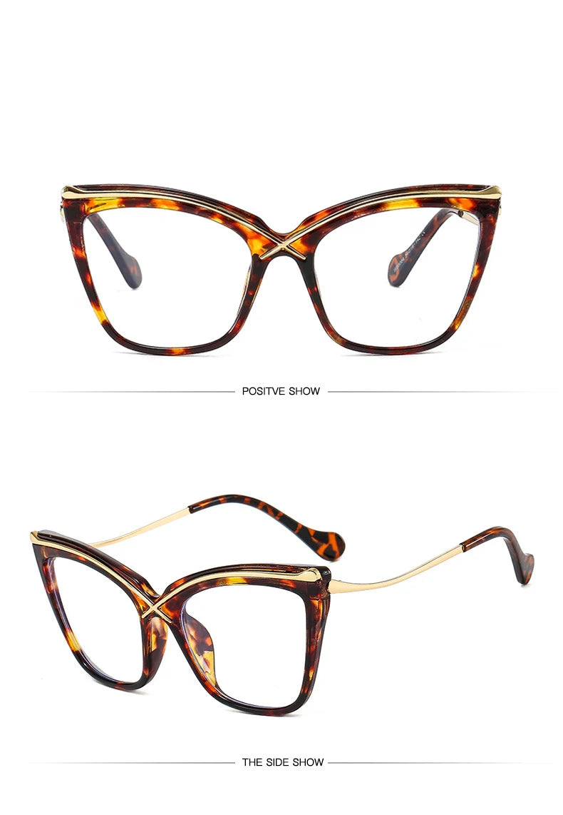 Trendy Oversized Cat Eye Eyeglasses | Vintage Blue Light Blockers