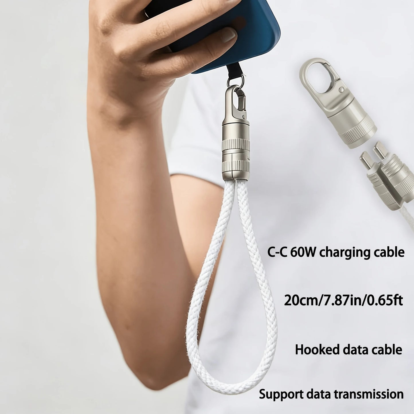 60W Mobile Fast Charging Cable | Type-C Keychain Anti-Loss Design