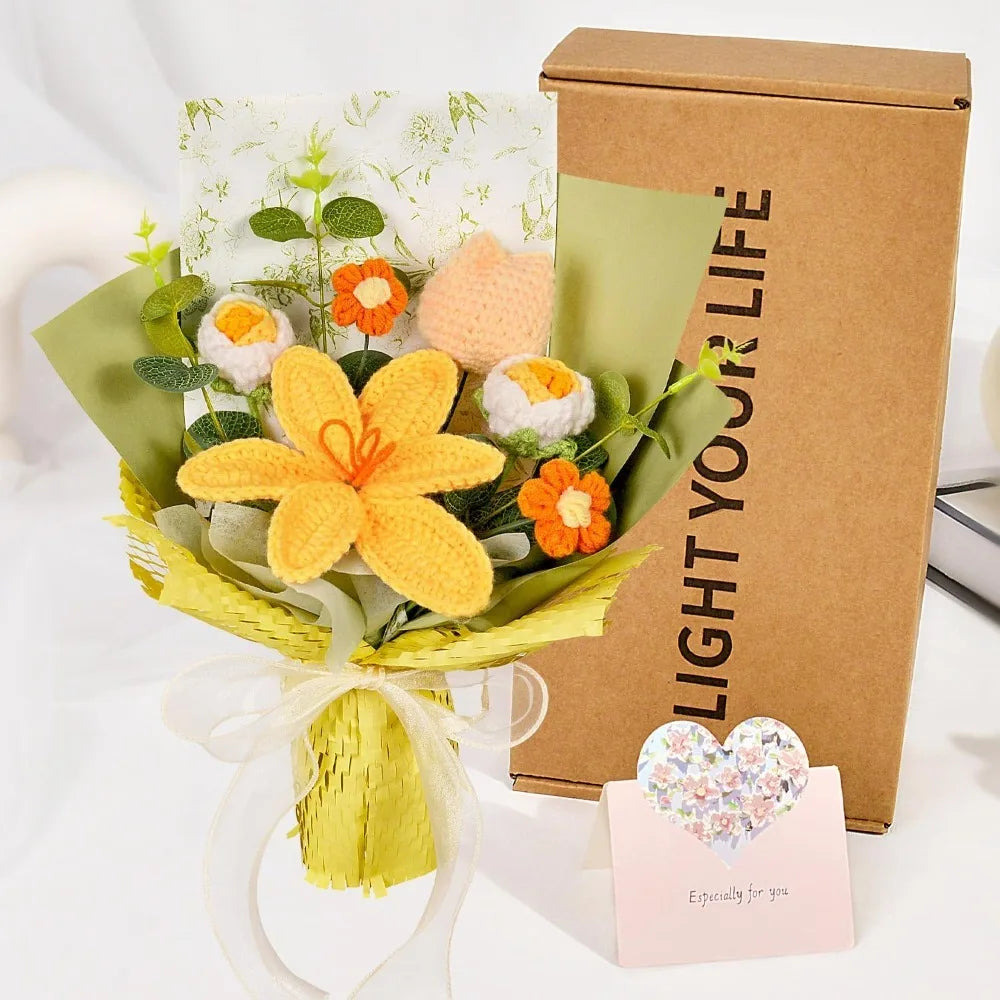 Knitted Flowers Bouquet | Beautiful Crochet Tulips & Daisies