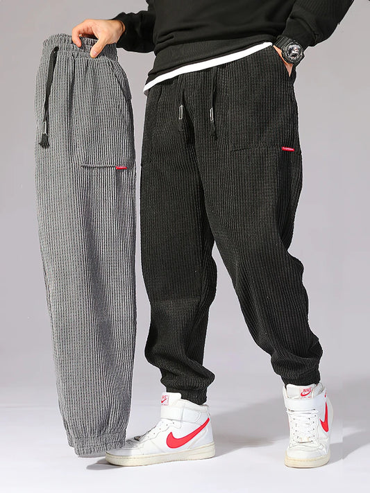 Pantalones joggers de pana holgados para hombre | Pantalones casuales cómodos