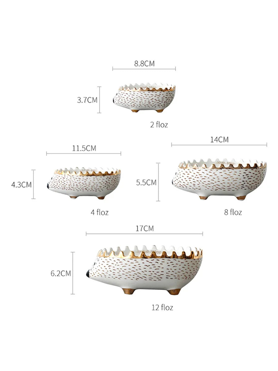 Cute Hedgehog Ceramic Dessert Bowl | Adorable Nordic Tableware