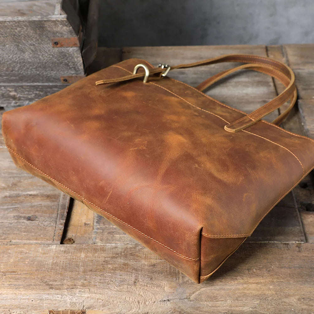 Vintage Genuine Leather Men's Tote & Briefcase | Stylish & Versatile