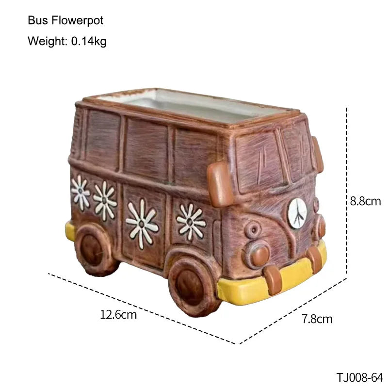Creative Bus Car Flowerpot | Unique Home Garden Decor