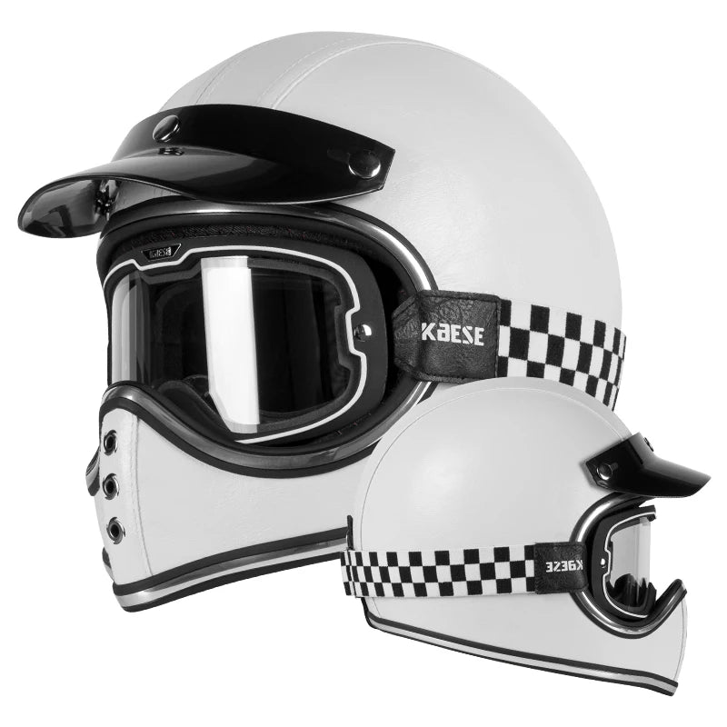 Yellow Vintage Full Face Helmet with Photochromic Goggles | Safety & Style