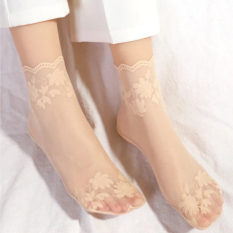 Women's Summer Lace Short Socks | Mesh Invisible Ankle Socks