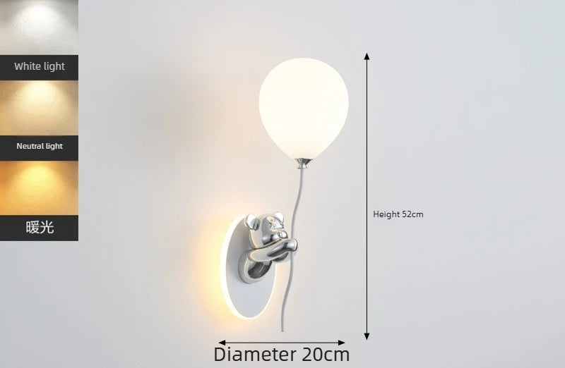 Lámpara de pared de oso creativo | Lámpara suave de globo de dibujos animados para habitaciones infantiles