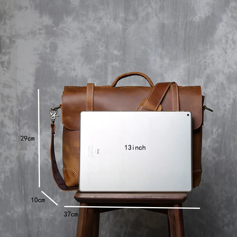Retro Leather Commuter Handbag | Stylish & Versatile Bag for Men