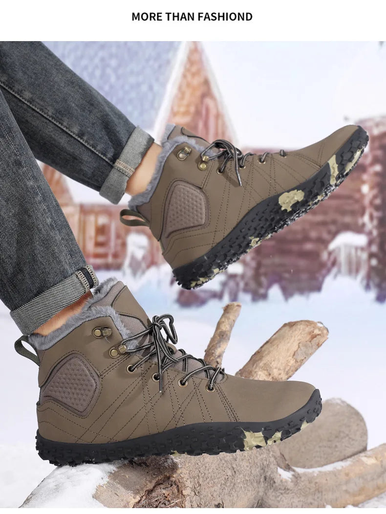 Winter Snow Boots for Men Women Warm Fur Lined Ankle Trekking Shoes Anti Slip Outdoor Boots