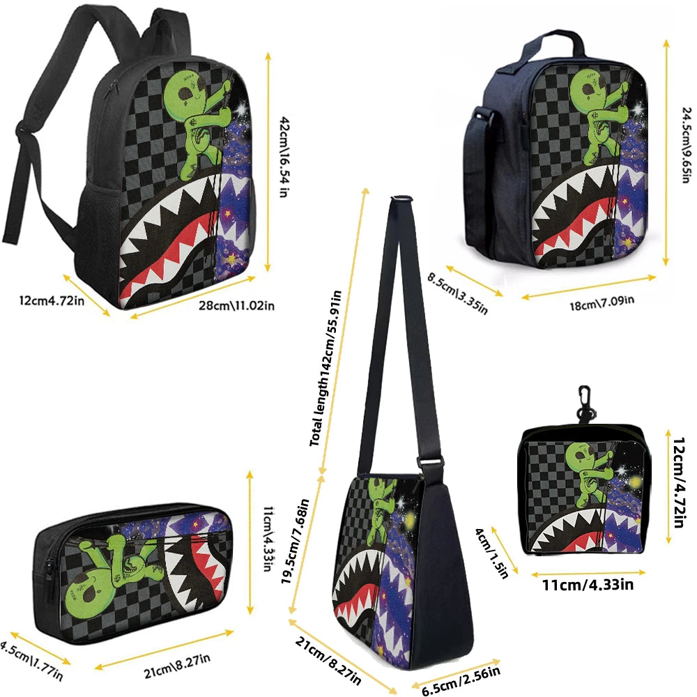 Trendy Shark Graphic Backpack Set | Ideal for School & Adventures