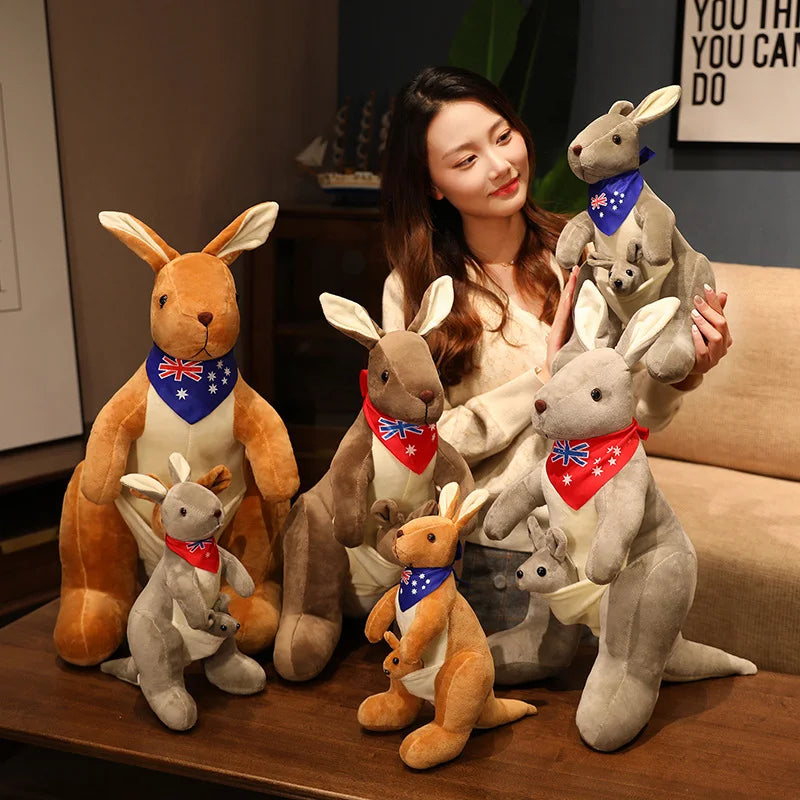 Lifelike Kangaroo Plush Toy | Mum & Baby Simulation Toy