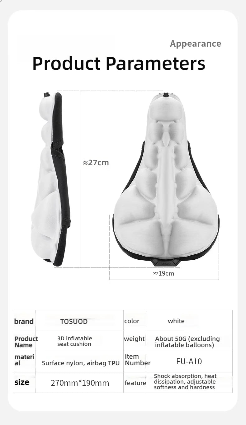 Universal Bicycle Cushion Cover | 3D Inflatable Comfort for Riders