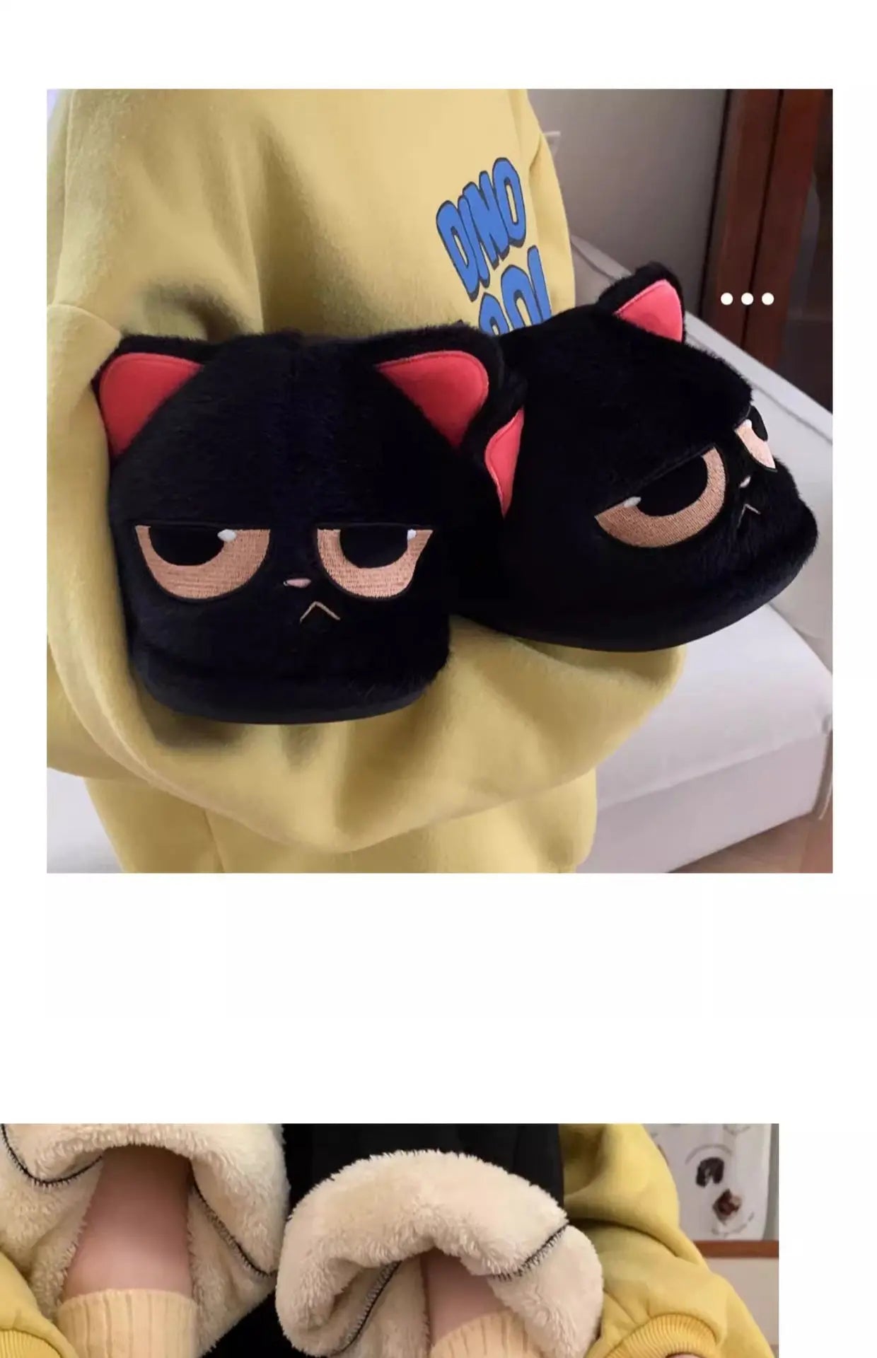 Unisex Cute Cartoon Cat Plush Slippers | Cozy Winter House Shoes
