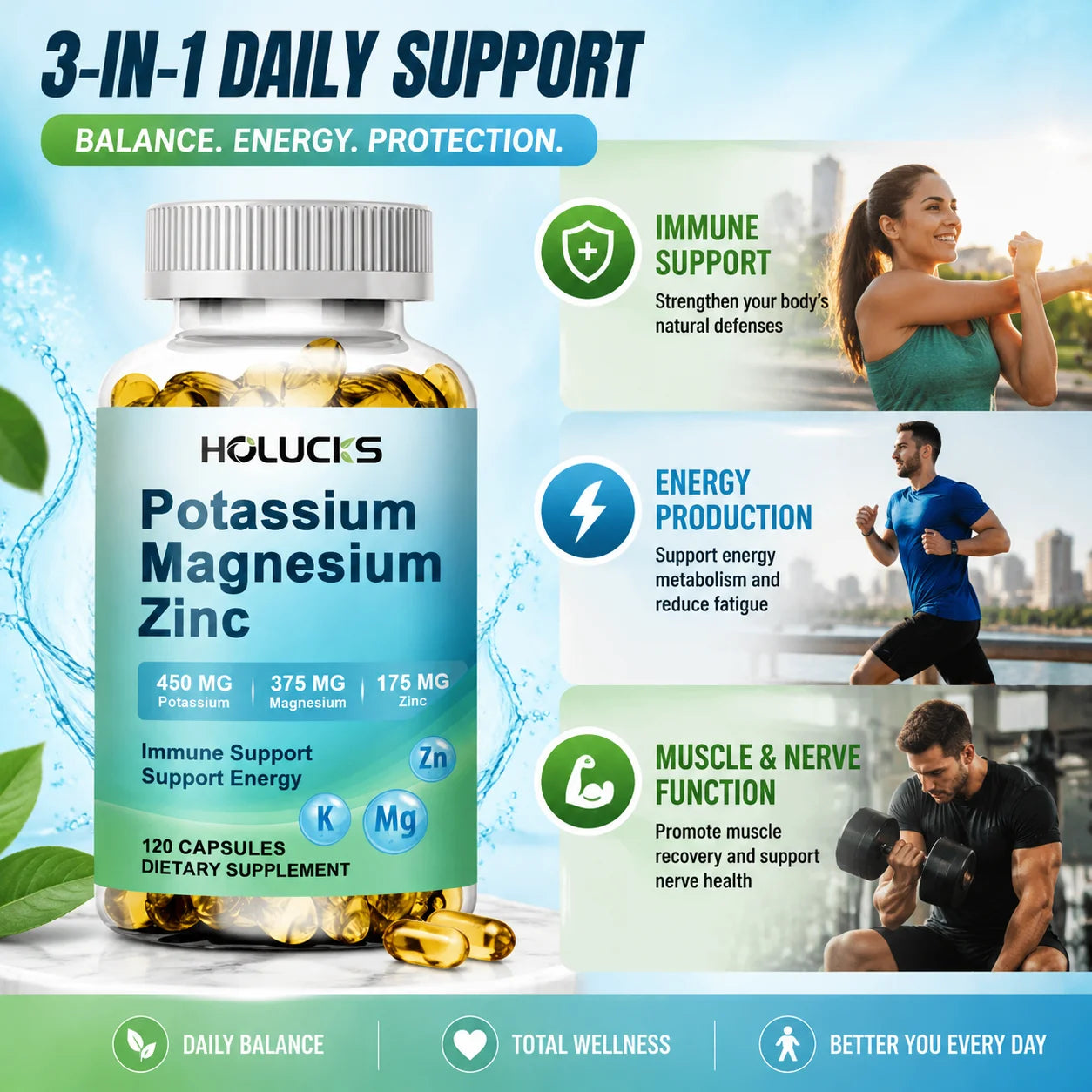 Potassium Magnesium Zinc Capsules | Bone & Heart Health Support