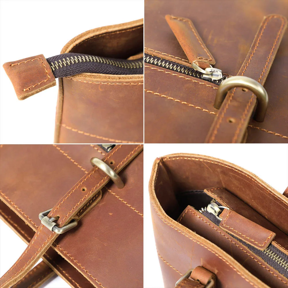 Vintage Genuine Leather Men's Tote & Briefcase | Stylish & Versatile