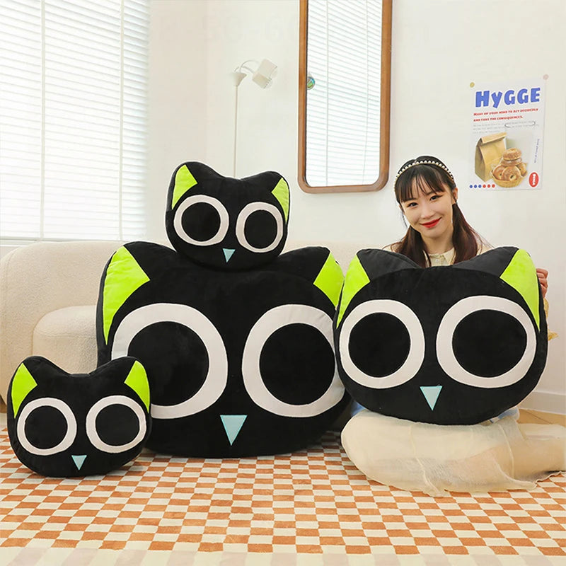 Kawaii Black Cat Plush Toy | Adorable Big Eye Cat Pillow