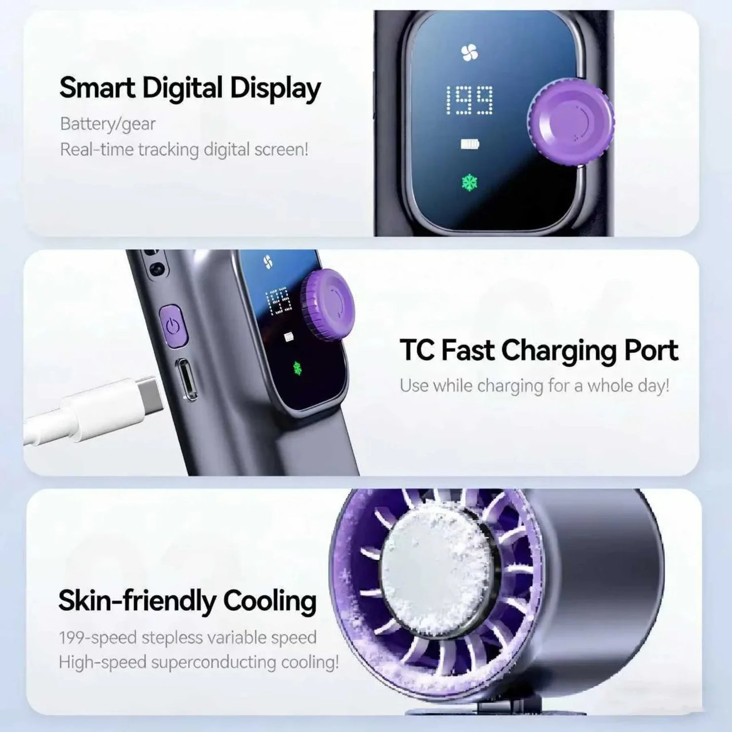 Foldable Portable Handheld Mini Cooling Fan | Rechargeable Turbo Fan