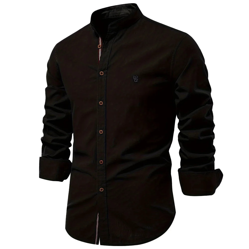 Men's 100% Cotton Casual Long Sleeve Shirt | Comfortable Embroidery