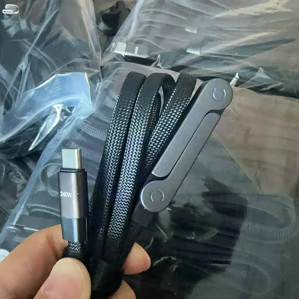 USB Type C Flat Charger Cable with Kickstand | 240W Charging