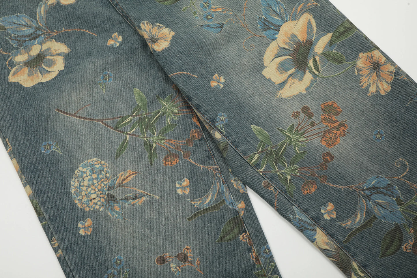 Vintage Floral Wide Leg Denim Pants | Trendy Y2K Casual Trousers