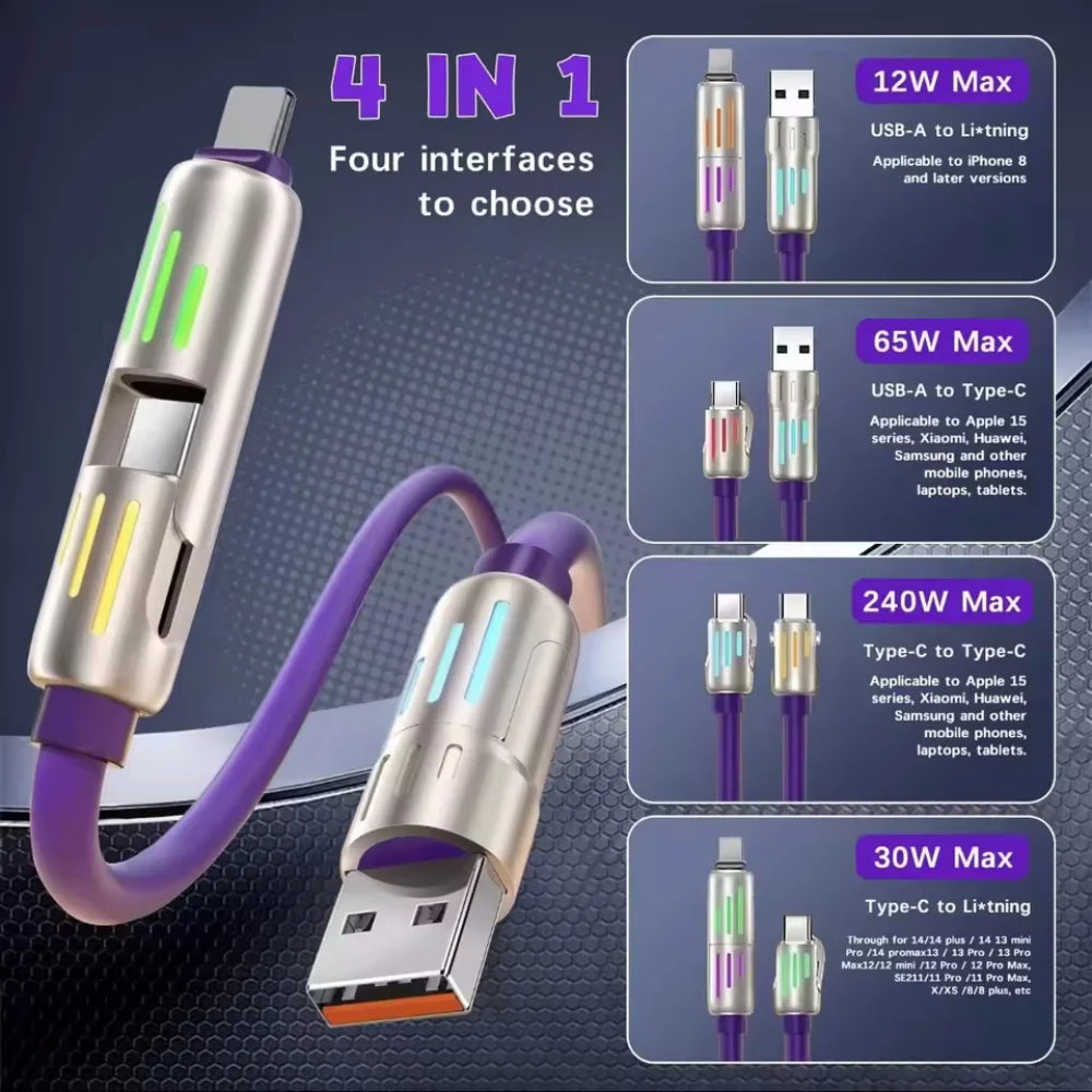 4-in-1 USB Fast Charging Cable | Universal Compatibility