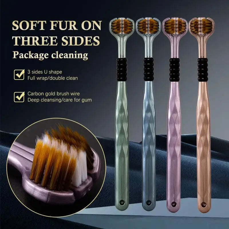 New 1PCS/2PCS/4PCS/8PC Three Sided Soft Bristled Toothbrush Adult Household Cleaning Gingival Protection Advanced Toothbrush