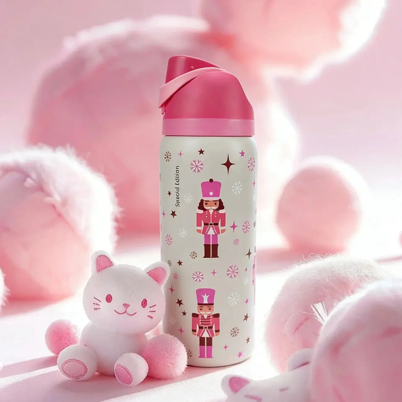 Cute Pattern Insulated 32oz Stainless Steel Water Bottle with Straw