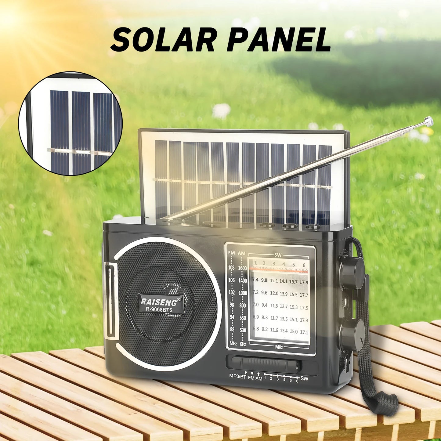 Portable Solar Radio | AM/FM Speaker with USB/TF Playback