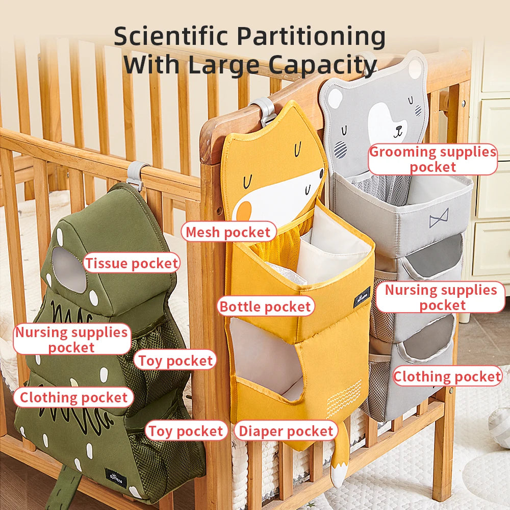 Cartoon Baby Crib Hanging Storage Bag | Multi-functional Organizer