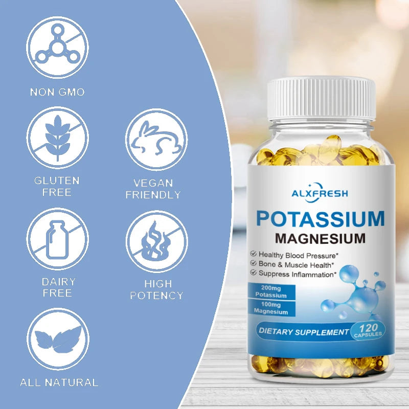 Potassium Magnesium Capsules for Health, Beauty & Fitness