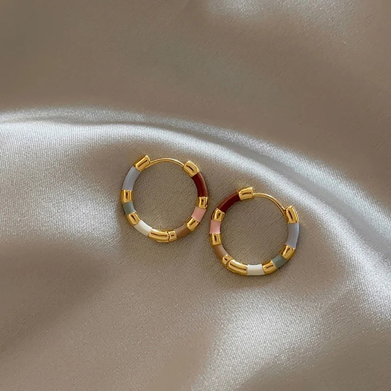Colorful Enamel Mini Round Earrings | Fashion Jewelry for Women