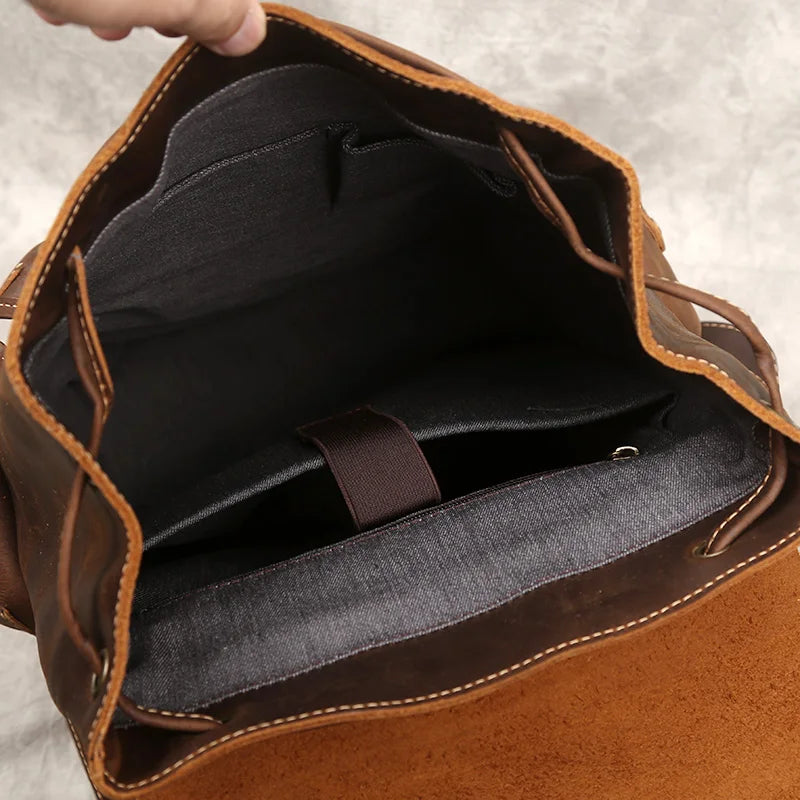Retro Leather Men's Backpack | Spacious Travel & School Bag
