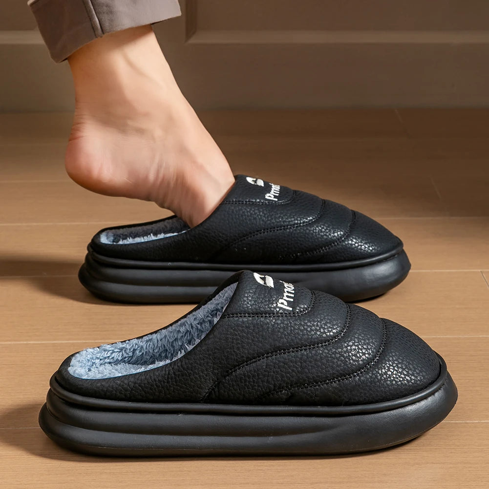 Men's Warm Memory Foam Plush Slippers | Cozy Winter House Shoes