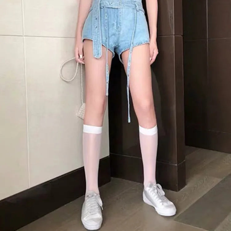 Ultra-Thin Transparent Nylon Mesh Stockings | Summer Knee High Socks