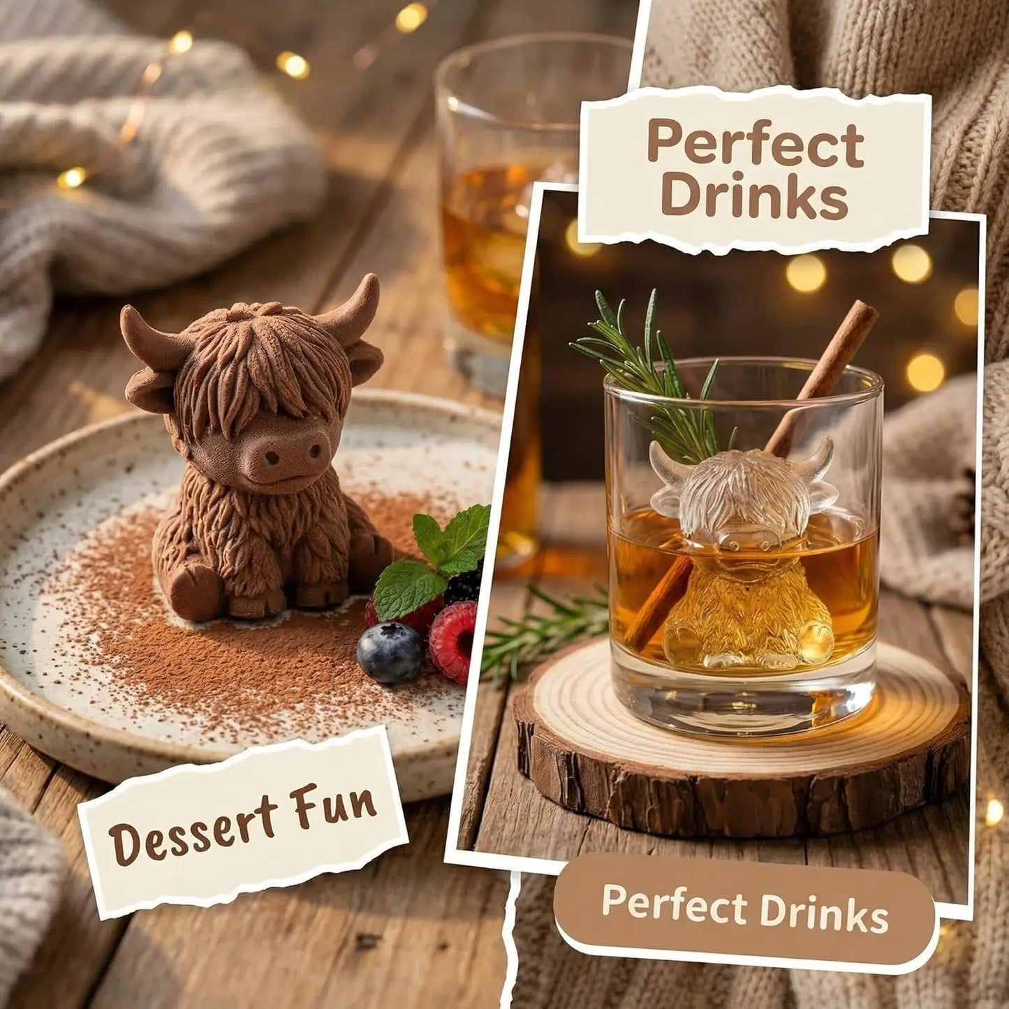 Highland Cow Ice Cube Mold | Cute 3D Silicone Tray for Drinks