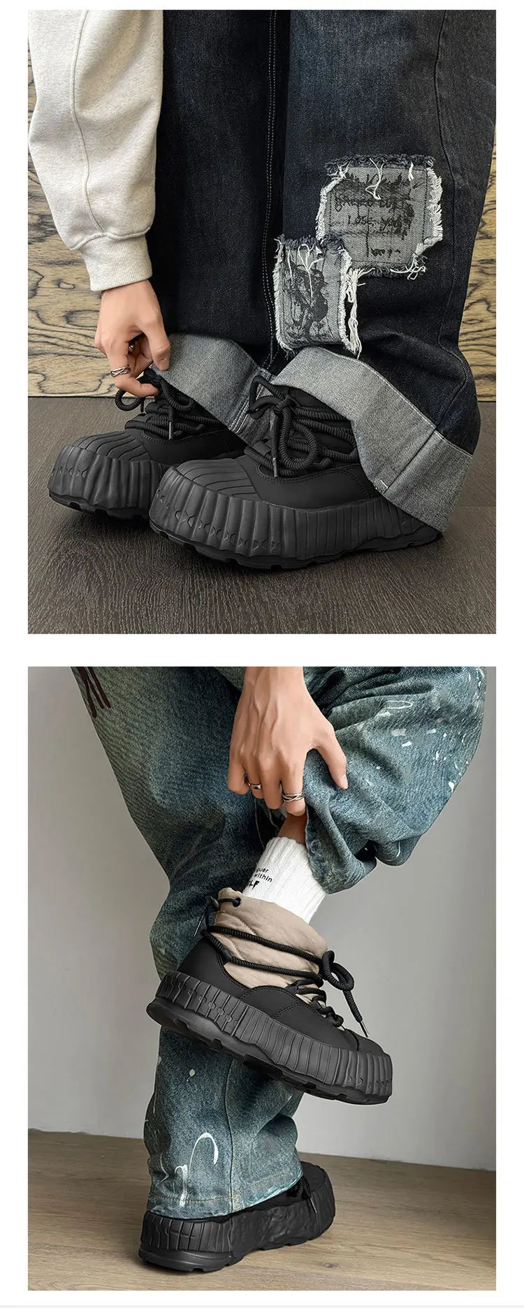 Men's Warm Split Leather Snow Boots | Cozy Winter Ankle Shoes