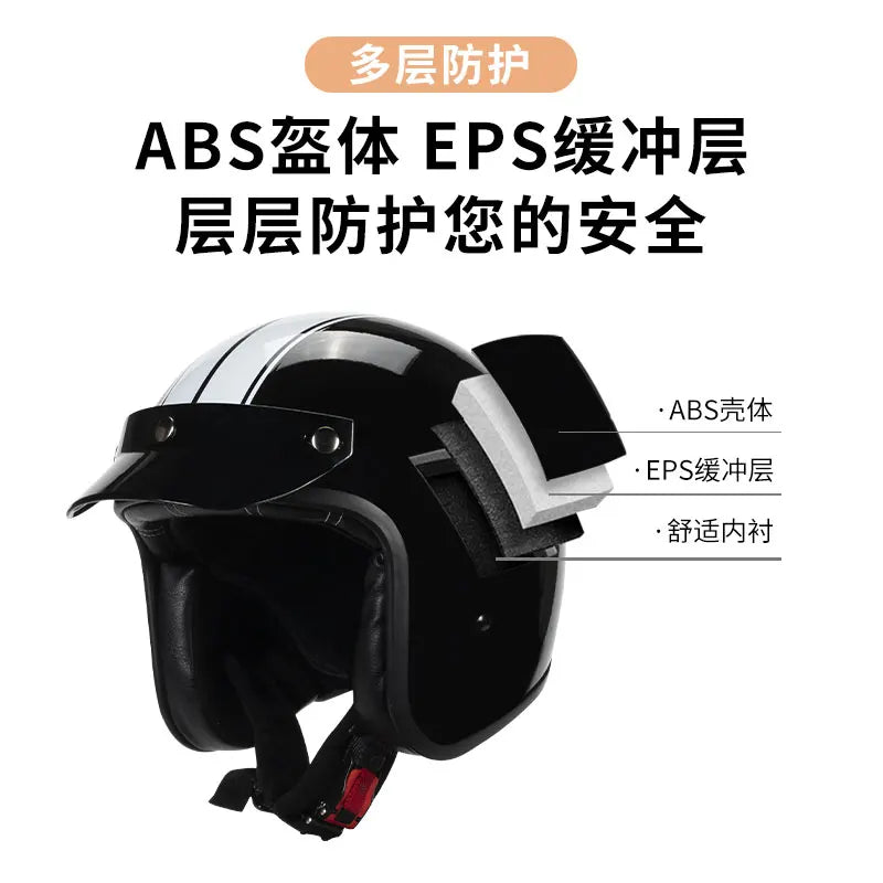Retro Japanese Style Mouth Helmet | Personalized 3/4 Jet Casco
