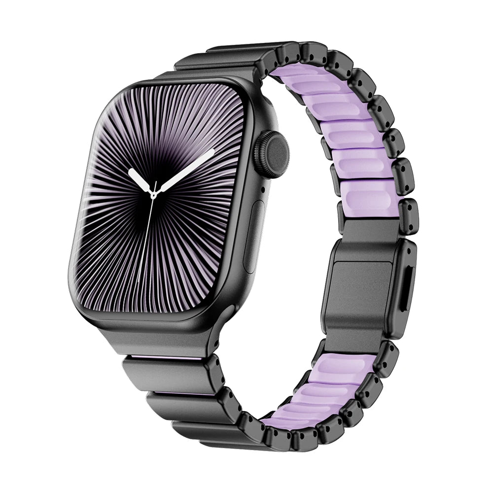 Slim Stainless Steel Rubber Strap for Apple Watch - Versatile & Stylish