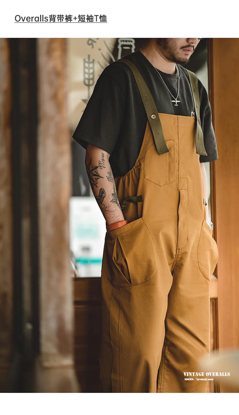 Men's Retro Strap Pants | Casual Loose Fit Barrel Style Trousers