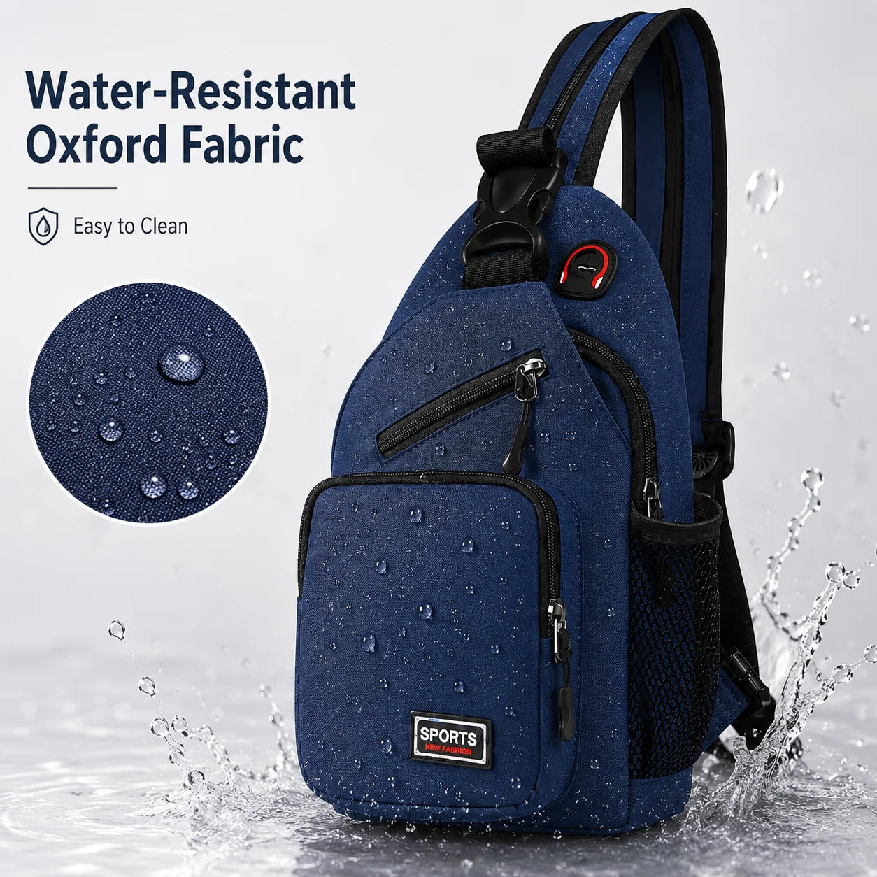 Water Resistant Oxford Sling Backpack | Lightweight Crossbody Bag