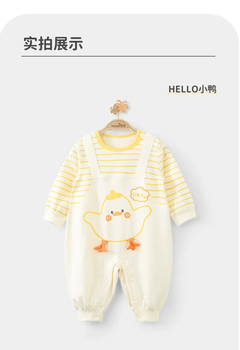 Unisex Baby Autumn Romper | Soft Cotton Long-Sleeve Jumpsuit