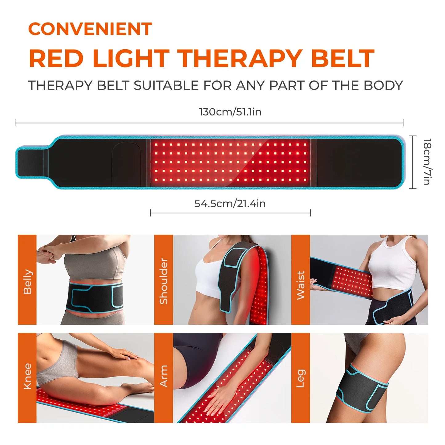 Red & Infrared LED Light Therapy Belt for Back Pain Relief