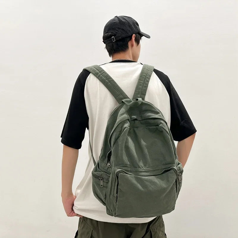 Vintage Washed Canvas Backpack | Stylish School & Travel Bag