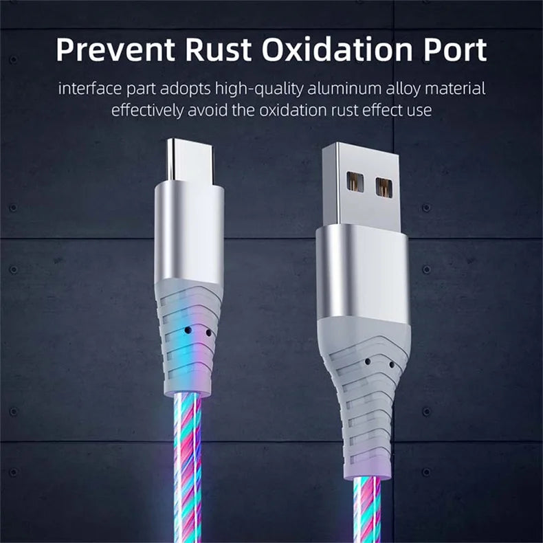 LED Glowing Charging Cables | Fast Micro USB & Type C Options