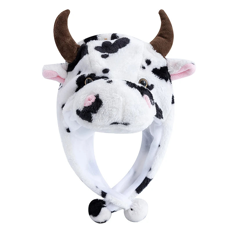 Unisex Funny 3D Bulls Head Plush Winter Beanie | Cozy Cartoon Hat