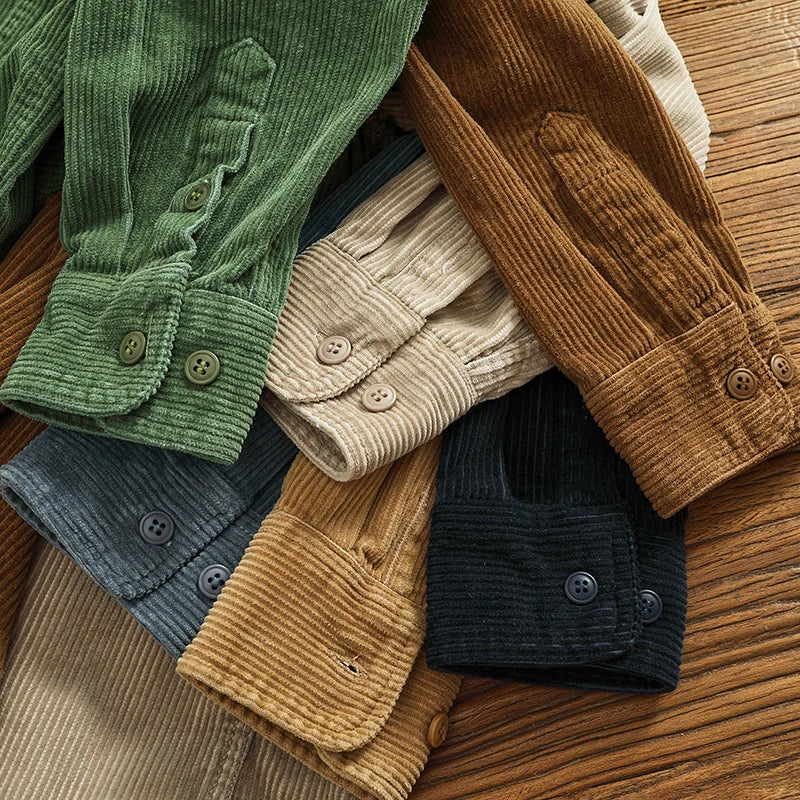 Men's Chunky Corduroy Long Sleeve Shirt | Stylish Autumn Essential