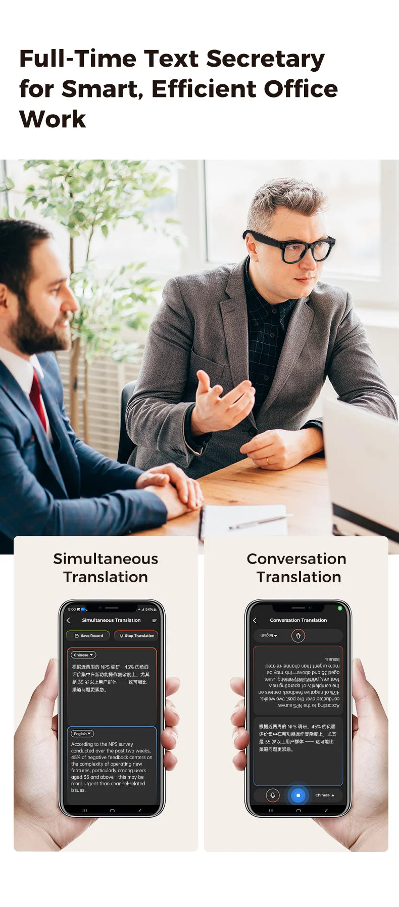 AI Smart Glasses | Real-Time Translation, Video Recording & Music