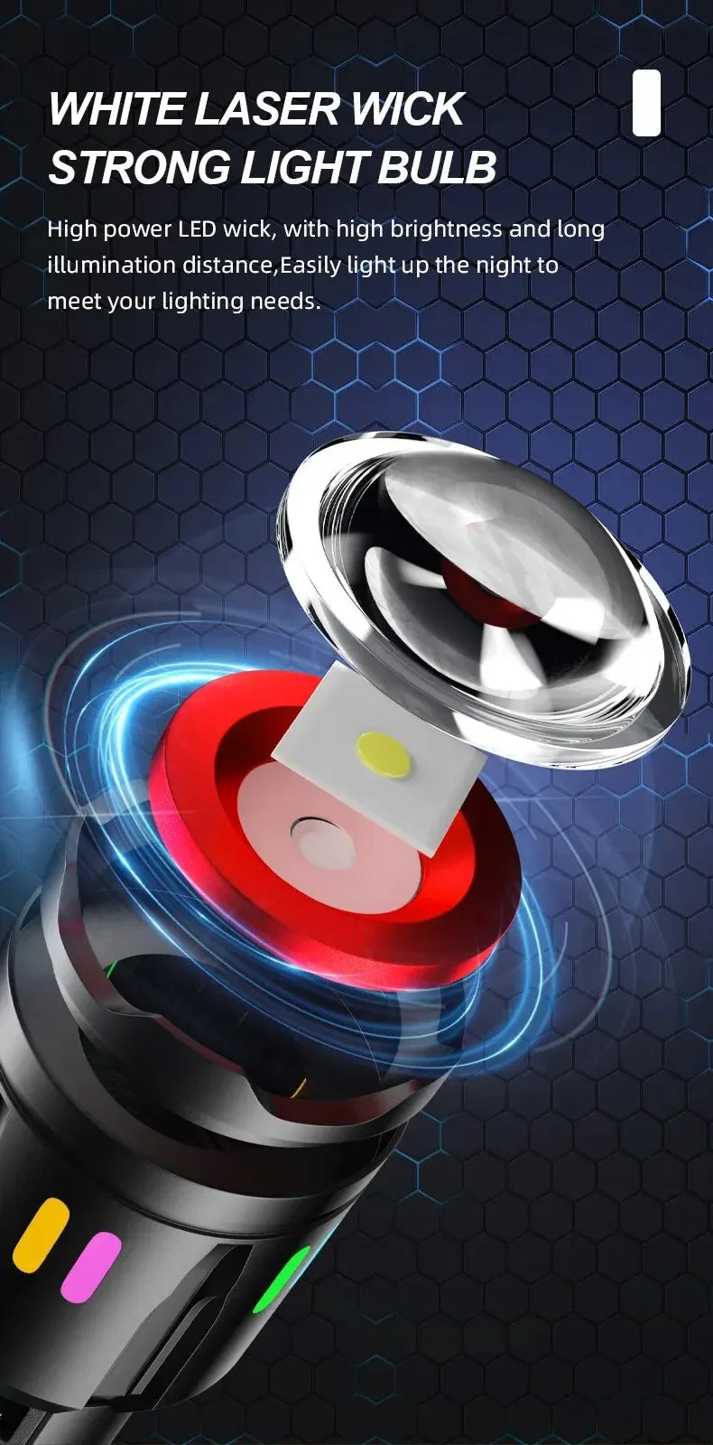 High Power Long Range LED Flashlight | Zoom & Colorful Light