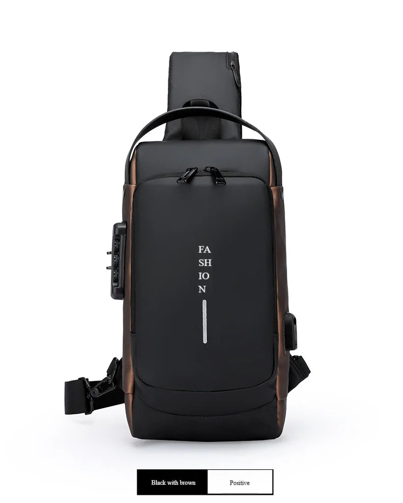 Men's Anti-Theft Chest Bag with USB Port | Waterproof Crossbody Sling